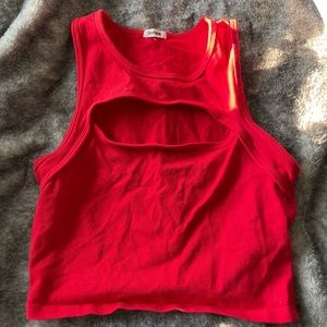 red garage cutout tank top